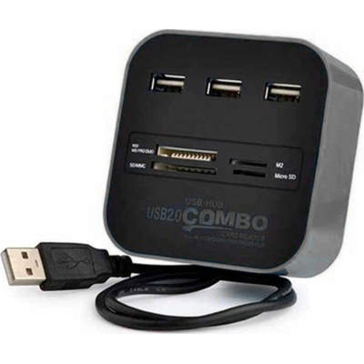 Концентратор Voltronic USB 2.0 to 3xUSB 2.0 + SD/MMC/TF/M2 black (CUB3-B)