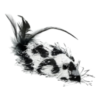 Cat toy Hippie Pet Mouse with spots and feathers gray 7.5 cm (HIPCT2304065P)