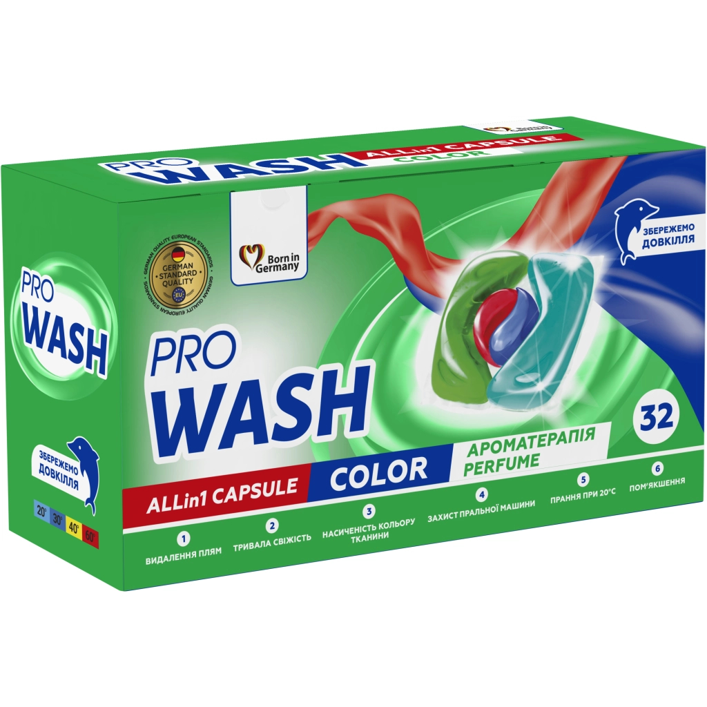 Капсули для прання Pro Wash All in 1 Color Ароматерапія 32 шт. (4262396144676)