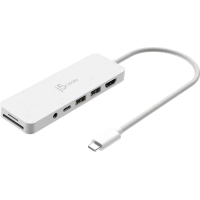 Hub J5create USB-C 6-in-1 2xUSB 3.2 + USB-C PD + HDMI 4K + SD/TF + 3.5mm white (JCD373EW-N)