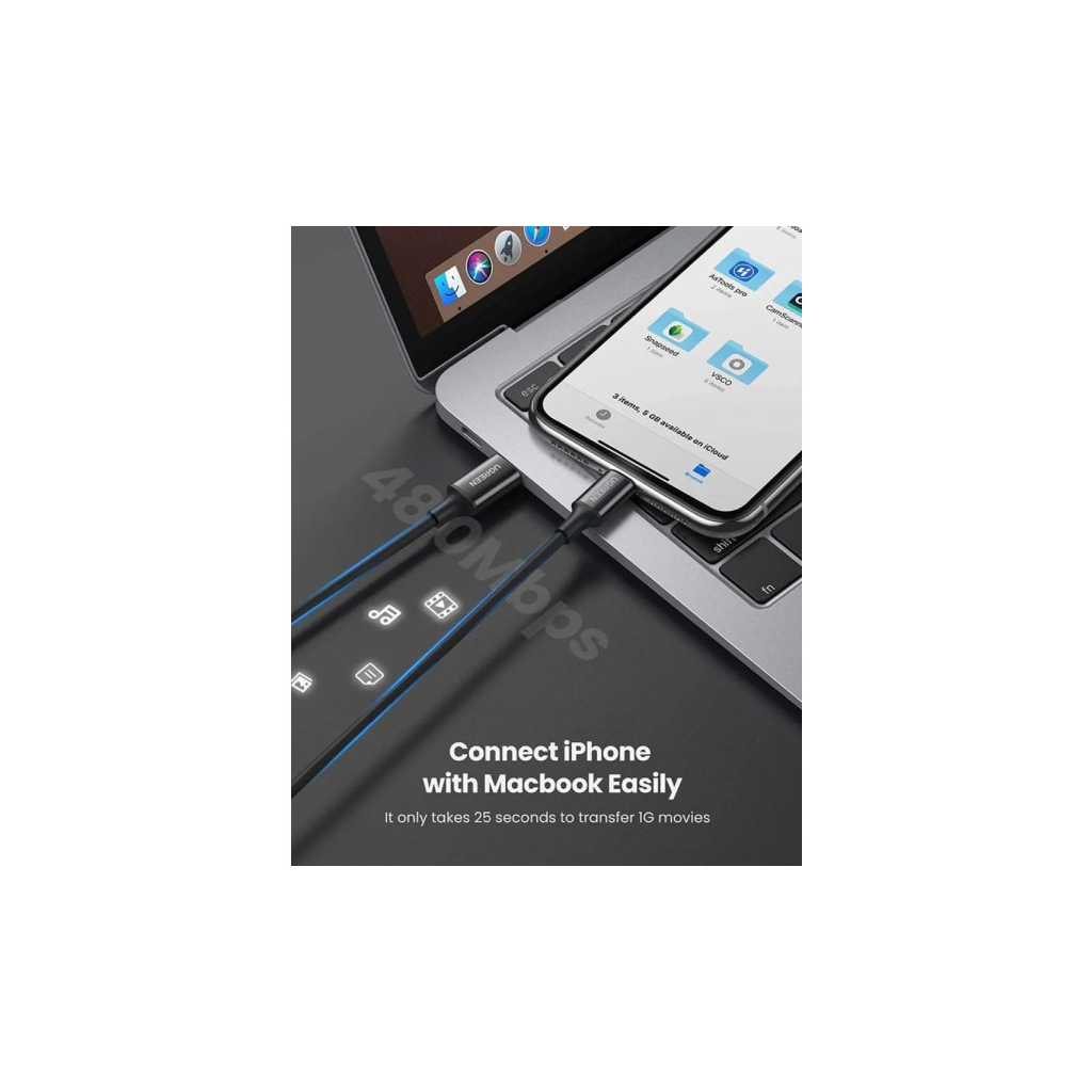 Дата кабель USB-C to Lightning 2.0m 3A US171 black UGREEN (60752) Дата кабель USB-C to Lightning 2.0m 3A US171 black UGREEN (60752)