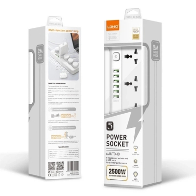 Мережевий фільтр живлення LDNIO SC5614 5роз. 3USB 2м (SC5614)
