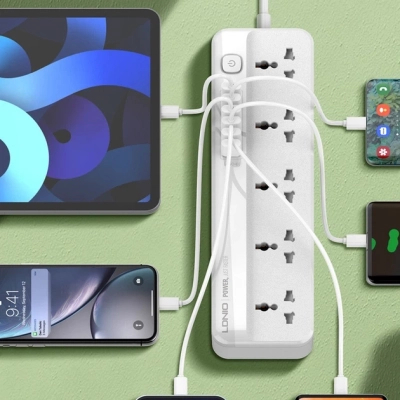Мережевий фільтр живлення LDNIO SC5614 5роз. 3USB 2м (SC5614)