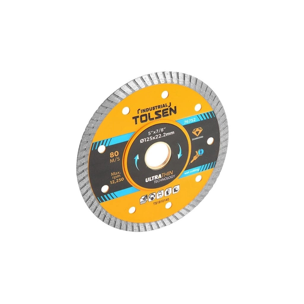 Круг відрізний Tolsen ПРОФІ алмазний ультратонкий 180х22.2 мм Турбо 8х1.6мм (76753)