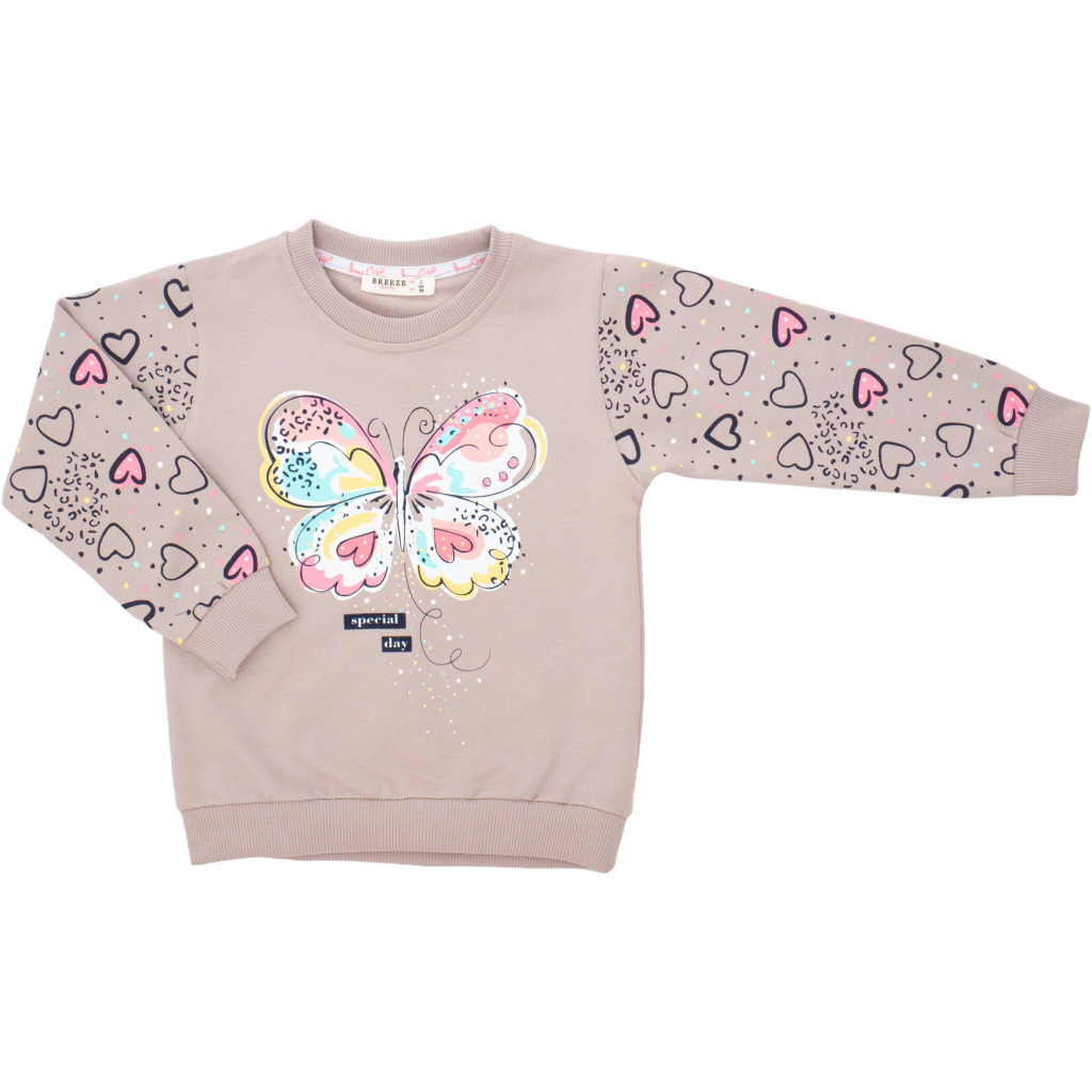 Спортивний костюм дитячий Breeze з метеликом (22103-104G-beige)