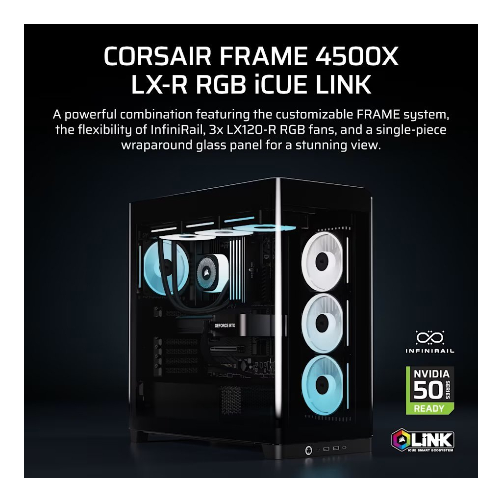 Корпус для ПК Corsair FRAME 4500X LX-R RGB Tempered Glass Black (CC-9011316-WW)
