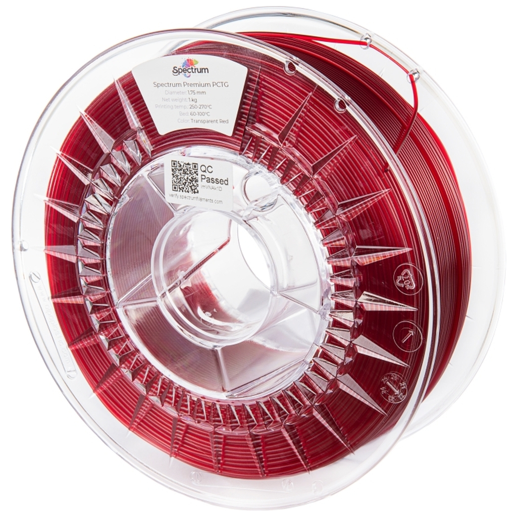 Пластик для 3D-принтера Spectrum PCTG Premium Transparent 1.75mm 1kg Red (80738)