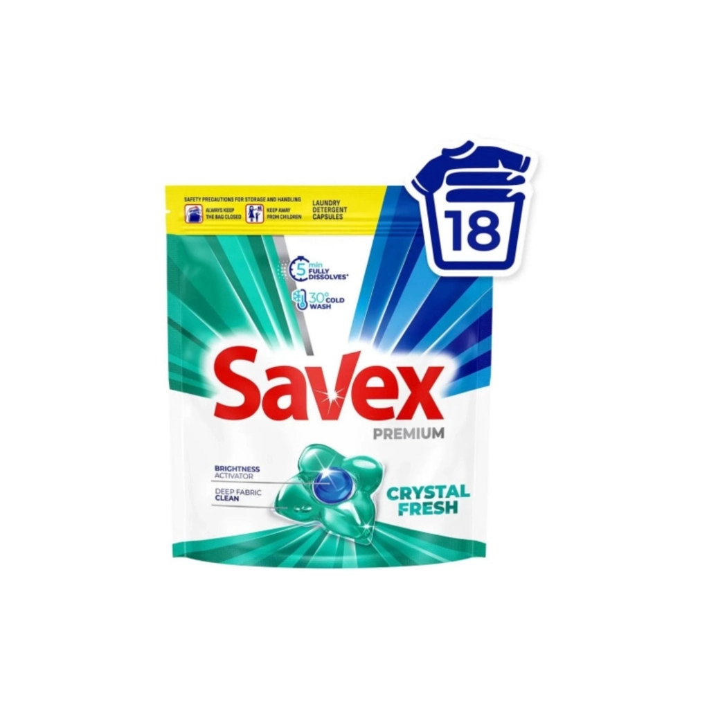 Капсули для прання Savex Premium Caps Crystal Fresh 18 шт. (3800024050244)
