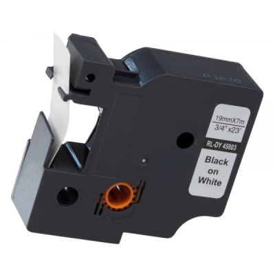 Label printer tape UKRMARK RL-D-45803P-BK/WT, analog DYMO S0720830, 19mm x 7m. (CD45803P)