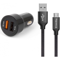 Зарядний пристрій ColorWay 2USB QC 3.0 black + cable MicroUSB 2.1A 1m (CW-CASC007)