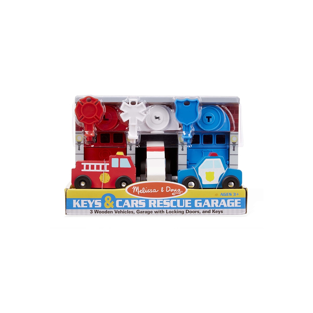 Ігровий набір Melissa&Doug Дерев'яний гараж рятувальних машин з ключами (MD4607) Ігровий набір Melissa&Doug Дерев'яний гараж рятувальних машин з ключами (MD4607)