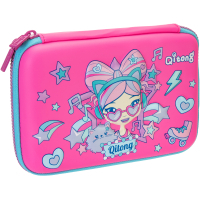 Cool For School pencil case 1 compartment with fuchsia organizer (QT-5630-Rosered)