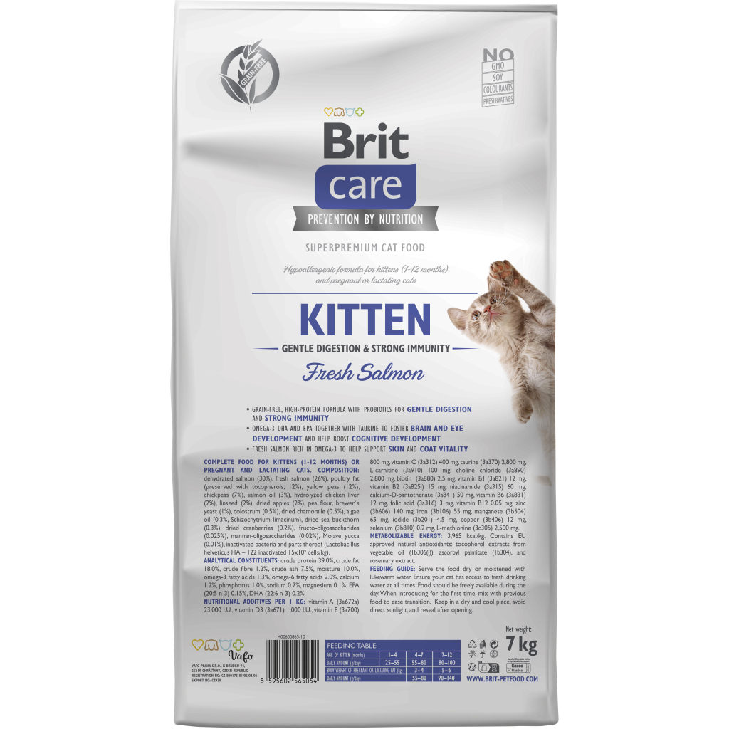 Сухий корм для кішок Brit Care Cat GF Kitten Gentle Digestion Strong Immunity з лососем 7 кг (8595602565054)