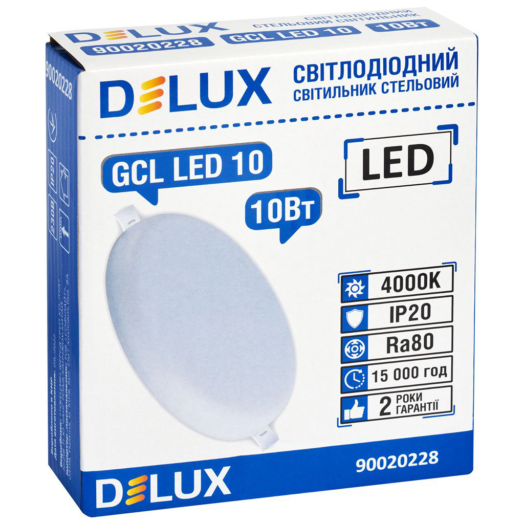 Світильник Delux GCL LED 10 4000К 10Вт 230В ROUND (90020228) Світильник Delux GCL LED 10 4000К 10Вт 230В ROUND (90020228)