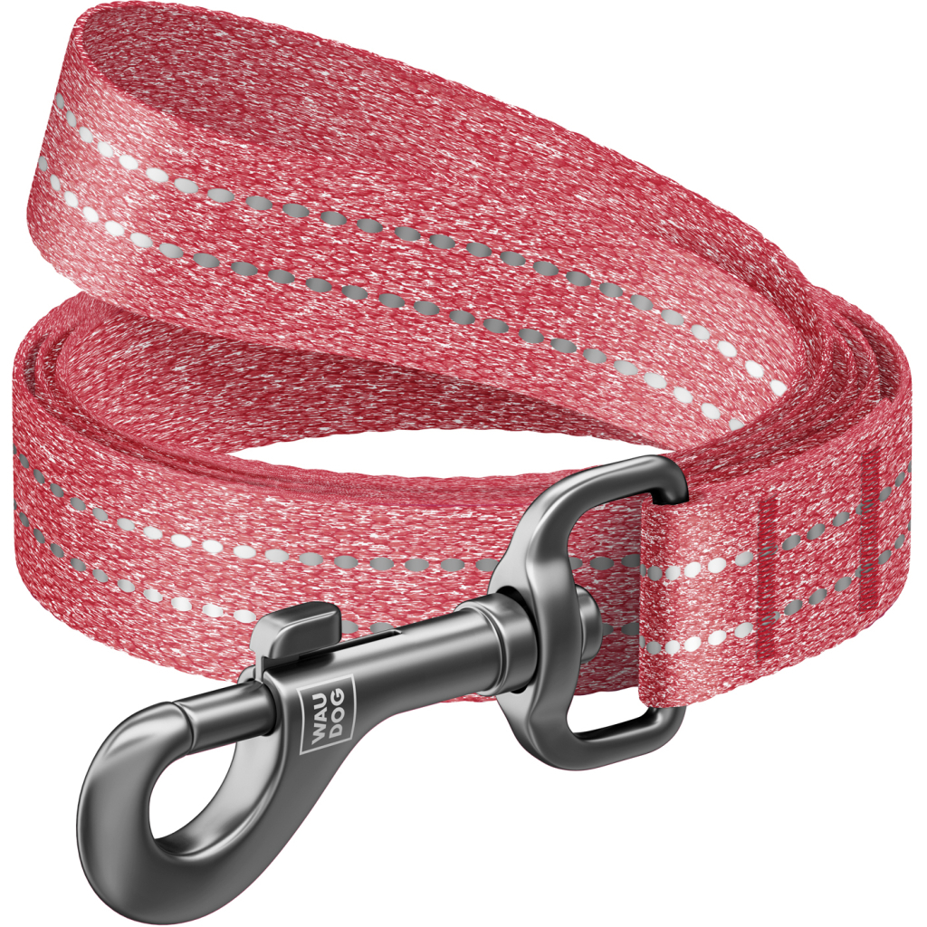 Повідець для собак WAUDOG Re-cotton світловідбивний S Ш 15 мм Д 500 см червоний (40133)
