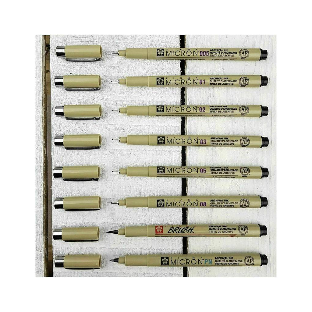 Лайнер Sakura Набір Pigma Micron 6 шт, 1 лінер-пензель Pigma Brush + PIGMA Micron PN в подарунок (8712079421731)