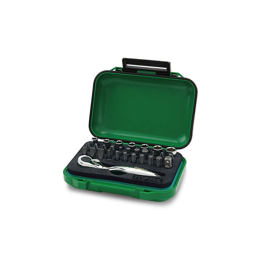 Набір інструментів Toptul торцевих та біт з тріскачкою 1/4" 30шт. (GABW3001) Набір інструментів Toptul торцевих та біт з тріскачкою 1/4" 30шт. (GABW3001)