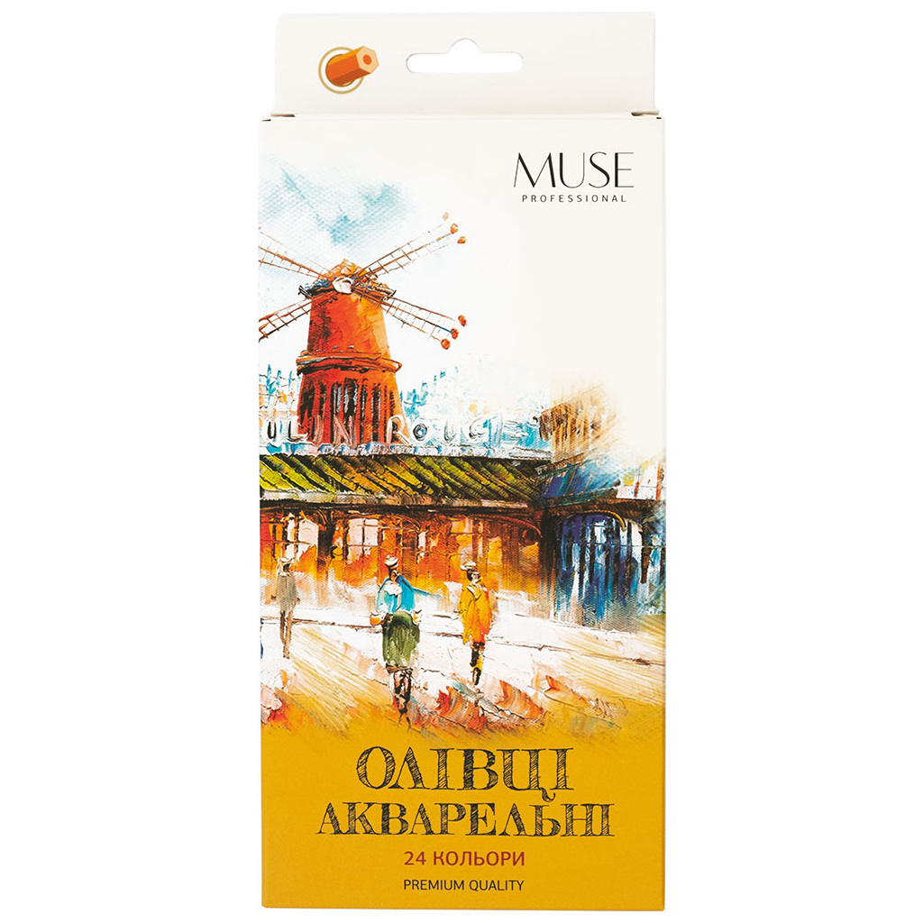 Олівці кольорові Muse Акварельні Шестигранні з пензликом та точилкою 24 шт (104M-24)