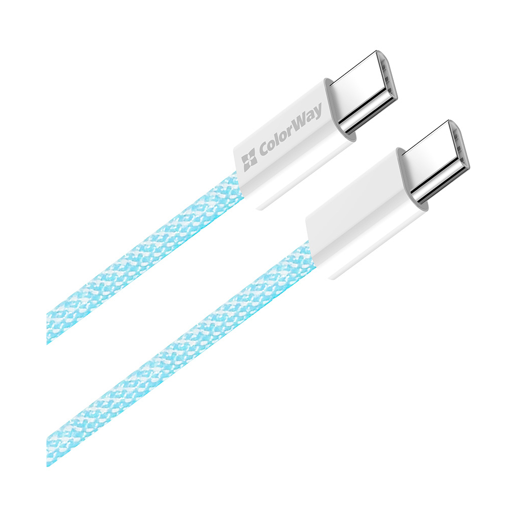 Дата кабель USB-C to USB-C 1.0m 60W 3.0А blue ColorWay (CW-CBPDCC061-BL)