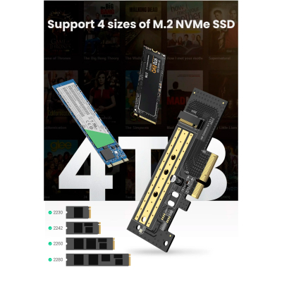 Контролер Ugreen PCI-E 3.0 for SSD M.2 (NVMe) x4 CM302 (70503)