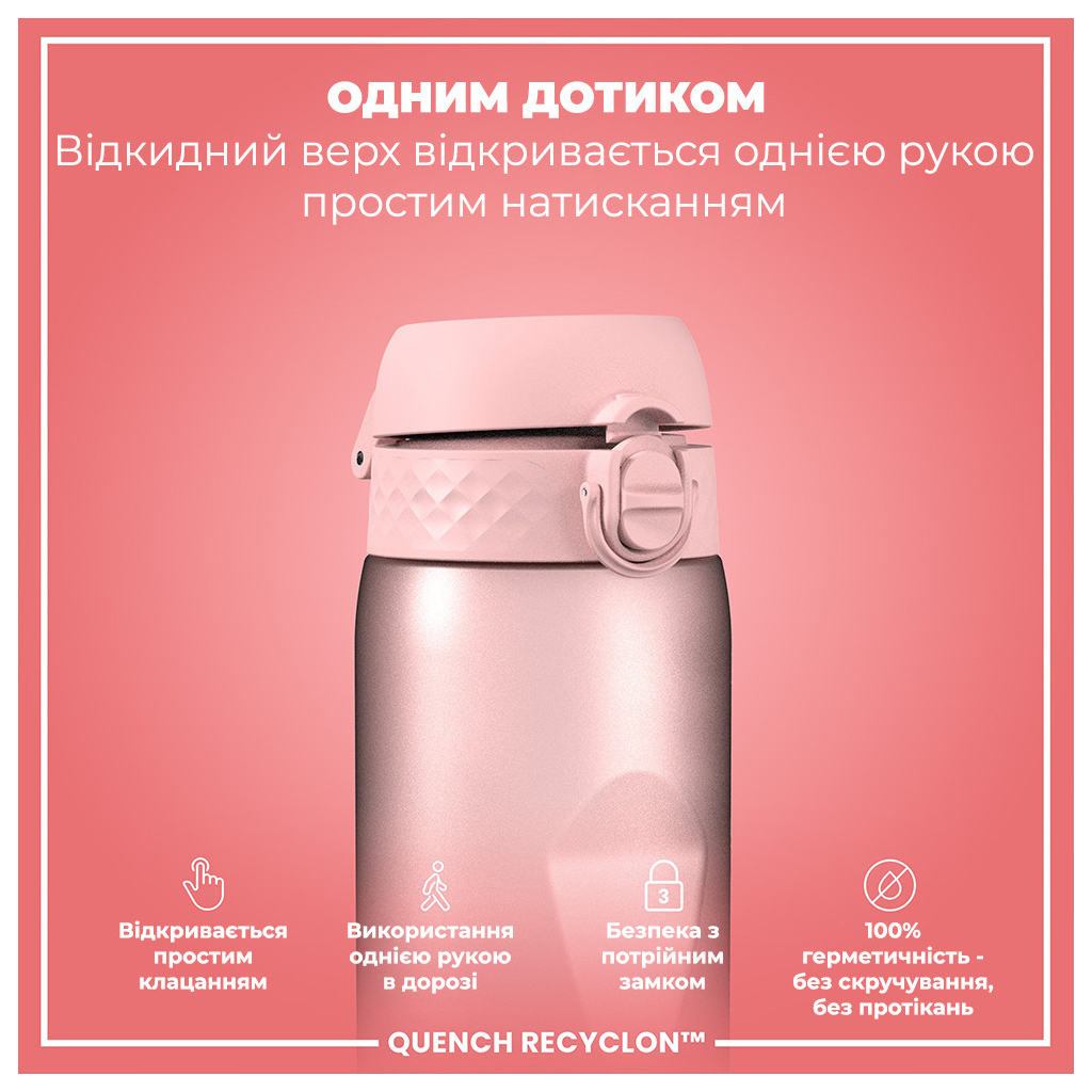 Пляшка для води ION8 OneTouch Times To Drink 1000 мл BPA Free, Periwinkle &Rose (I8RF1000PPRMOT)