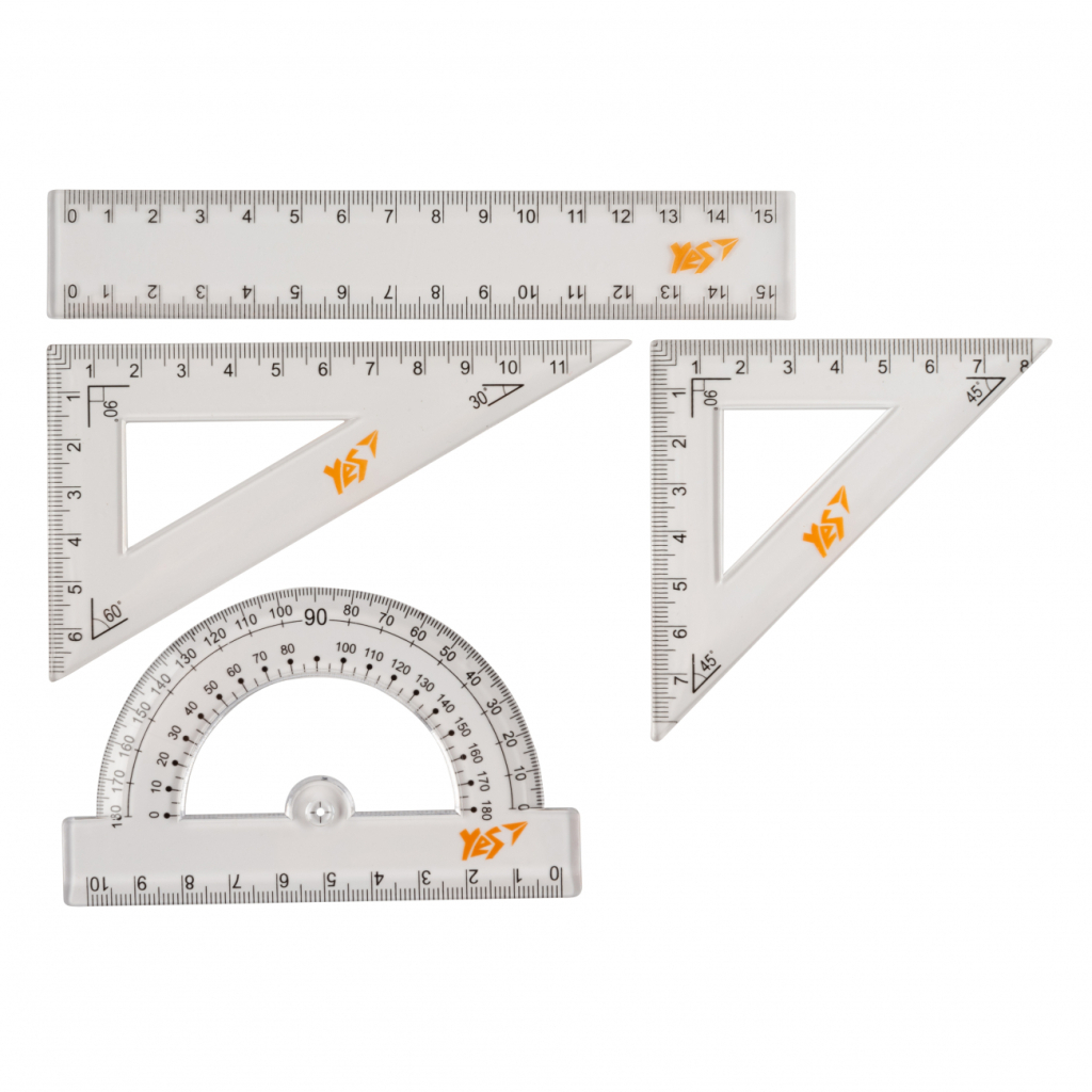 Лінійка Yes набір лінійка 15 см (4 предмети) (370263)