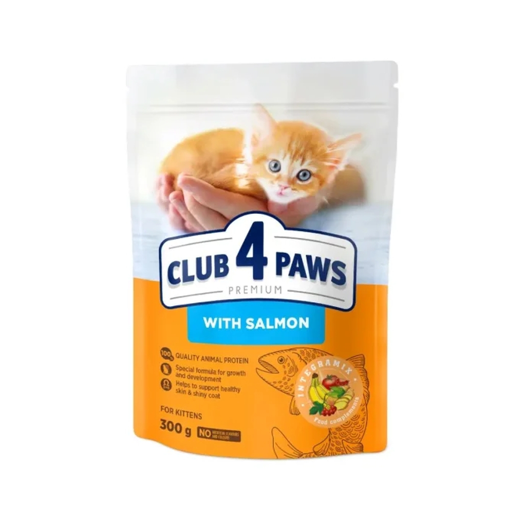Сухий корм для кішок Club 4 Paws Преміум з лососем для кошенят 300 г (4820269144743) Сухий корм для кішок Club 4 Paws Преміум з лососем для кошенят 300 г (4820269144743)