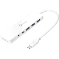 Hub J5create USB-C 6-in-1 2xUSB 3.1 + USB-C PD + HDMI + SD/TF + 3.5mm white (JCD373-N)