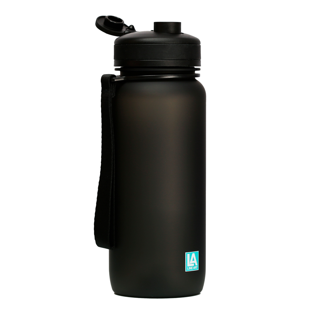 Пляшка для води Line Art Flores 650 мл чорний (60014218LA-01)