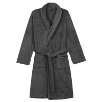 ARDESTO Men's Stripe Robe, Size M/L, 100% Polyester, Gray (ART2120MGM)