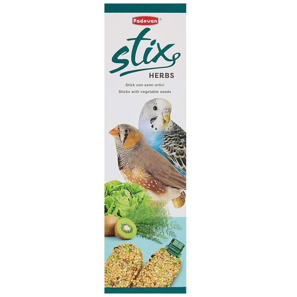 Ласощі для птахів Padovan Stix Herbs для хвилястих папуг та амадинів 80 г (8001254001418)