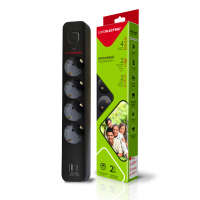 Network splitter EUROELECTRIC X2 16A 2xUSB Black with grounding (EE-2/2USB-16A(black))