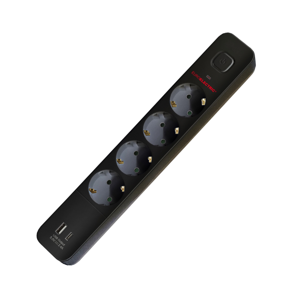 Мережевий розгалужувач EUROELECTRIC X2 16A 2xUSB Black з заземленням (EE-2/2USB-16A(black)) Мережевий розгалужувач EUROELECTRIC X2 16A 2xUSB Black з заземленням (EE-2/2USB-16A(black))