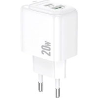 Зарядний пристрій BOROFONE BAS44A 1xUSB-C PD20W + 1xUSB QC3.0 white (6941991113840)