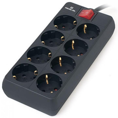 Мережевий фільтр живлення REAL-EL REAL-EL RS-8 PROTECT, 1.8m, black (EL122300021)