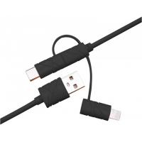 Дата кабель USB 2.0 AM to Lightning + Micro 5P + Type-C 1.2m black XoKo (SC-310-BK)