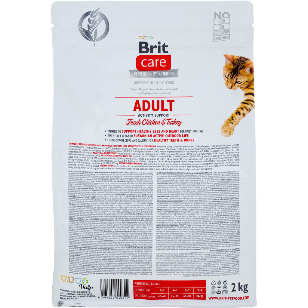 Сухий корм для кішок Brit Care Cat GF Adult Activity Support 2 кг (8595602540822)
