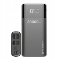 Батарея універсальна Wozinsky 30000mAh, 4*USB, with LCD display, 2A, black (5907769300349)