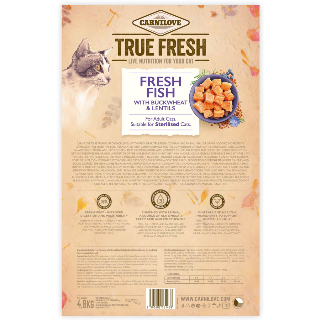 Сухий корм для кішок Carnilove True Fresh Cat Fish 4.8 кг (8595602561438)