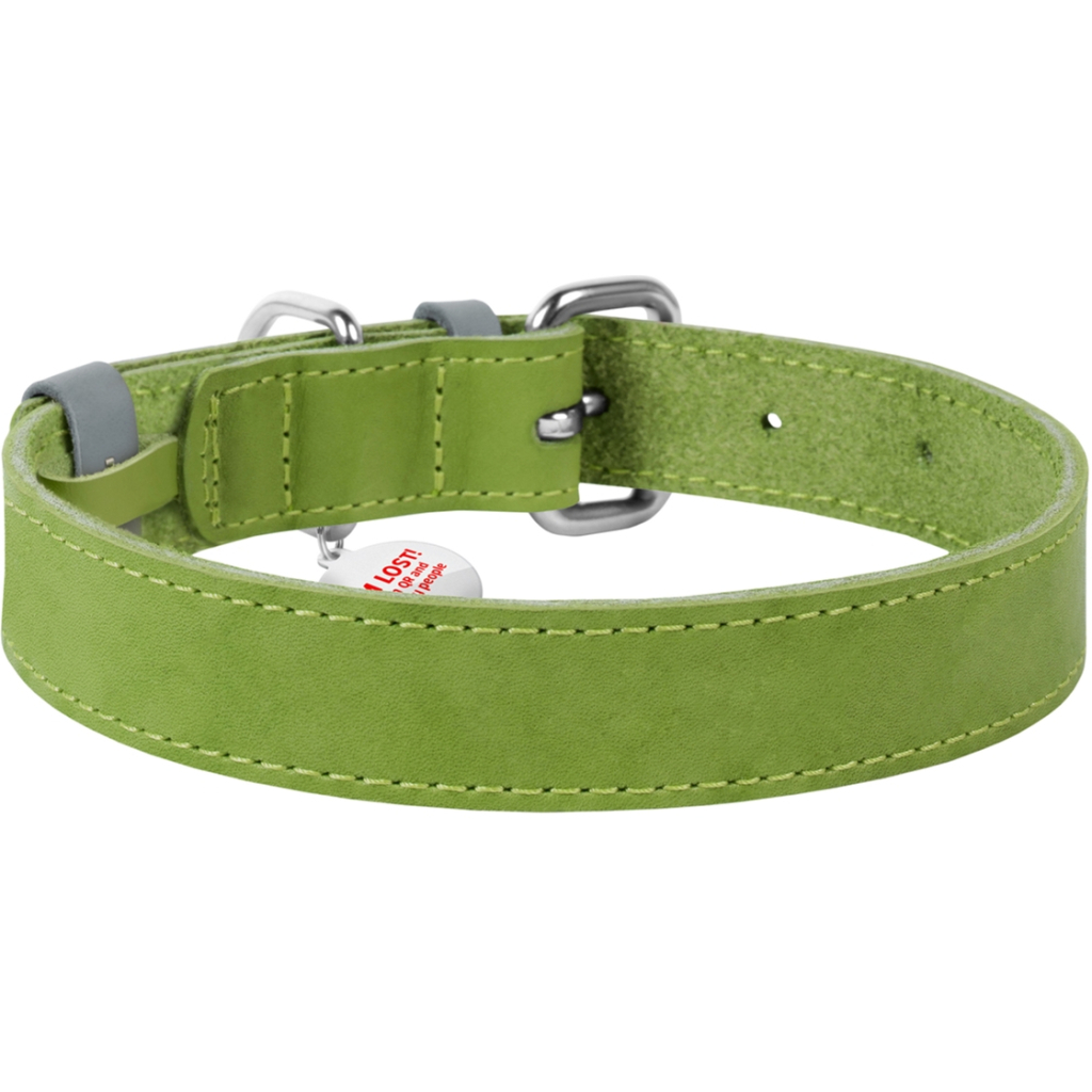 Нашийник для тварин WAUDOG Classic шкіряний 20 мм х 30-39 см салатовий (02175)