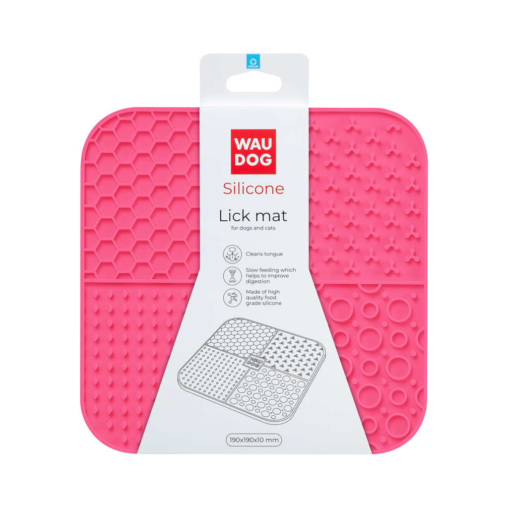 Універсальний посуд для тварин WAUDOG Silicone Килимок для злизування 19х19х1 см рожевий (23527)