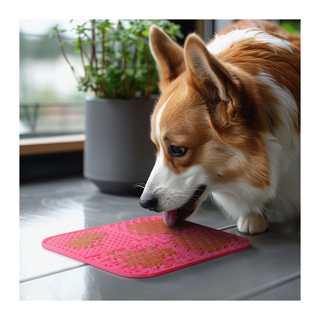 Універсальний посуд для тварин WAUDOG Silicone Килимок для злизування 19х19х1 см рожевий (23527)
