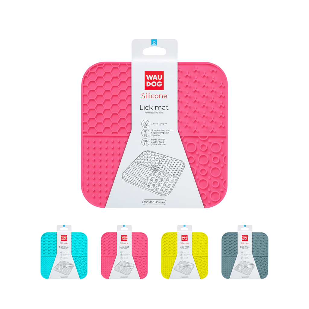 Універсальний посуд для тварин WAUDOG Silicone Килимок для злизування 19х19х1 см рожевий (23527)