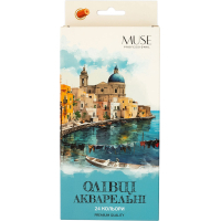Colored pencils Muse Watercolor Hexagonal with brush and sharpener 24 pcs (106M-24)
