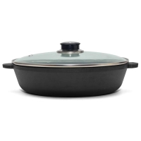 Brizoll Monolith cast iron frying pan with a glass lid 240x60 mm (M2460U-6)