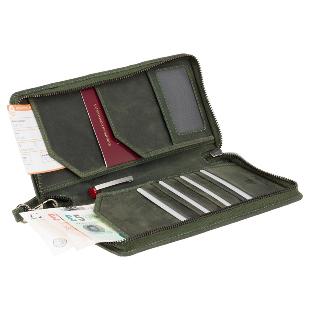 Портмоне Visconti Дорожнє 728 Wing Oil Green (728 OIL GRN)