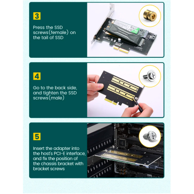 Контролер Ugreen PCI-E 3.0 for SSD M.2 NVMe + M.2 NGFF CM302 (70504)