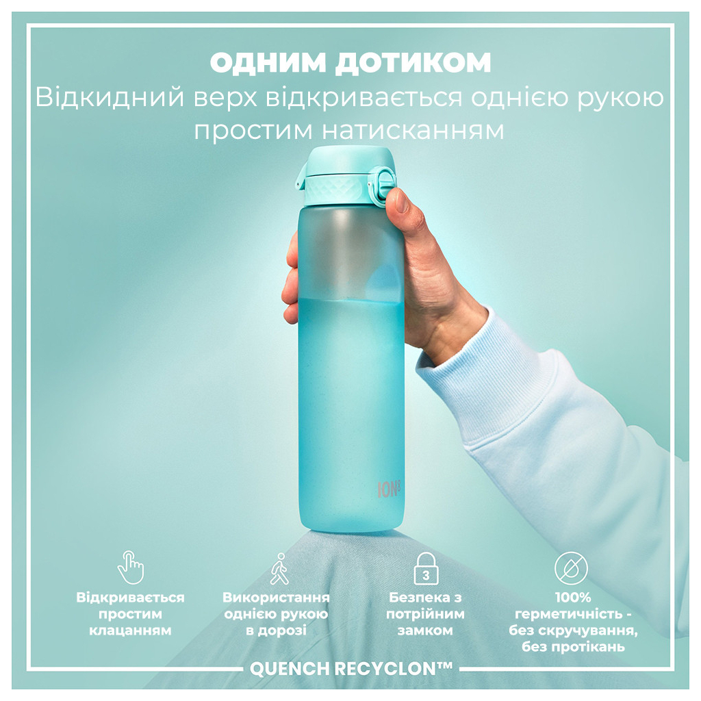 Пляшка для води ION8 OneTouch Times To Drink 1000 мл BPA Free, Sonic Blue (I8RF1000PBMOT2)