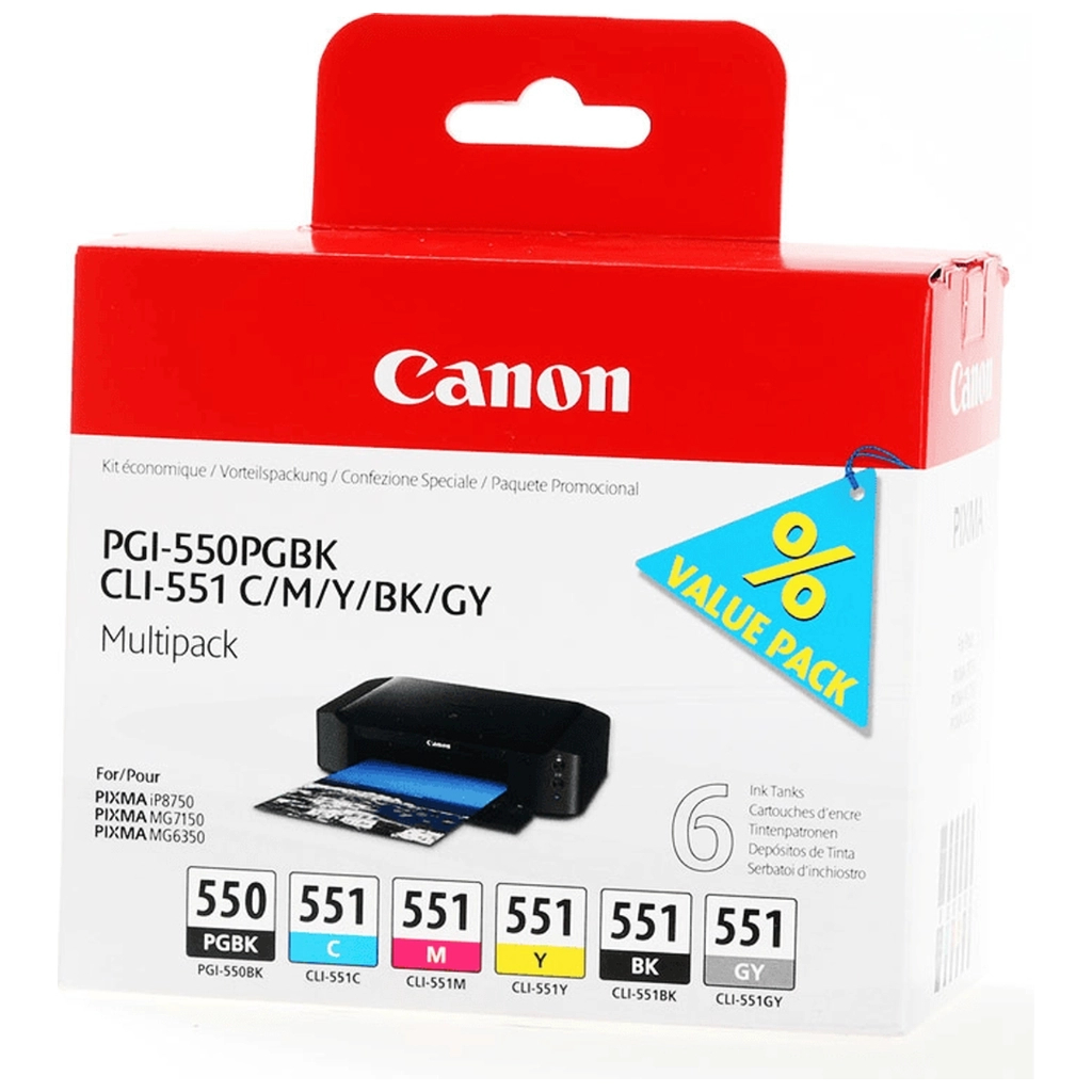 Картридж Canon PGI-550/CLI-551 Multipack BK,C,M,Y,GY (6496B005) Картридж Canon PGI-550/CLI-551 Multipack BK,C,M,Y,GY (6496B005)