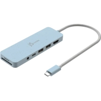 Hub J5create USB-C 6-in-1 2xUSB 3.2 + USB-C PD + HDMI 4K + SD/TF + 3.5mm cyan (JCD373EC-N)